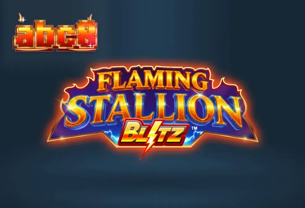Flaming Stallion Blitz স্লট গেমের একটি দৃশ্য যেখানে জ্বলন্ত নীল ঘোড়া দেখা যাচ্ছে